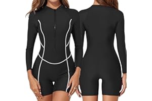 SEAUR Maillots de Surf Femme 1 Pièce UPF 50+ Rashguard Une pièce Demmes Maillot de Bain Femme Manche Longue/Courte Plage Combishort Anti-UV