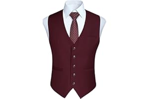 HISDERN Gilet de couleur unie en coton pour gilet de soiree formelle pour hommes