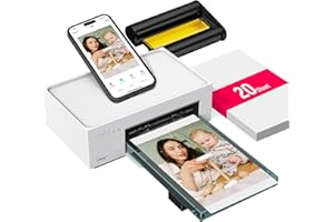 Liene Amber M100 Stampante Fotografica per Smartphone, 10x15 WiFi Stampante a Sublimazione per PC/iPhone/Android, Cartuccia d'inchiostro e 20 Carte Fotografiche incluse, 300DPI