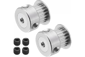 sourcing map 20 Dents 3mm Alésage Distribution Poulie Aluminium Synchrone Roue Argent pour 3D Imprimante Ceinture CNC Machine Paquet de 2