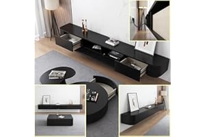 XDXINY Floating TV Stand Large Floating TV Shelves Wall Mounted Multi Storage Compartment TV Media Console Floating TV Cabinet Bench Under TV Large Storage TV Lowboard (Black, 240 * 20 * 24CM)