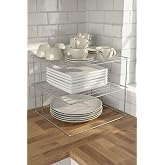 Sas Haus 3 Katlı Tabaklık Dolap İ&ccedil;i D&uuml;zenleyici Organizer Metal Tezgah Banyo Tabak Bardak D&uuml;zenleme Krom 24x24x20 cm