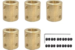 WINWILL 5Pcs 10mm to 12mm Brass Rigid Motor Shaft Coupling Coupler Transmission Connector Sleeve Adapter for RC Boat Car Airplane 3D Printers