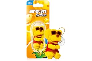 Areon Smile Deodorante Auto Vaniglia Cane Giallo Divertente da Appendere Specchietto Retrovisore Simpatico 3D (Confezione da 1)