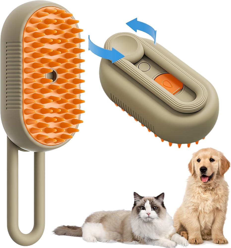 MADPET Buharlı Kedi ve Köpek Fırçası – 3’ü 1 Arada Tüy Alma Tarağı – Su Hazneli Masajlı Fırça – Derinlemesine Temizlik ve Rahatlatıcı Masaj – Evcil Hayvan Tüy Bakım Fırçası (1 Adet)