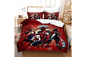 LKFFHAVD - Marvel Avengers Spider-Man - Parure de lit - Housse de couette - 135 x 200 cm - Impression 3D - Motif : Peter Parker - Housse de couette + taies d'oreiller pour enfants (220 x 240 cm, 13)