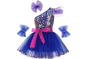 iiniim Vestido Lentejuelas Princesa Flores Niña Chica Traje de Baile Jazz Patinaje Artistico Falda de Danza Ballet Tutú Conjunto Brillante con Muñequeras Fiesta Disfraz Navidad