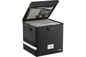 DocSafe Contenitore per dischi in vinile con serratura, ignifugo e impermeabile, per dischi da 30,5 cm, Nero , 33x33x33cm, Moderno