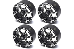TREAL 1.9 Beadlock Wheels, Six-Spoke Amazing Look,Top-Notch Aluminum Durable 1.9 Crawler Wheels,Heavy Weight Upgrades for 1:10 H10 Optic SCX10 III SCX10 II TRX4 Gen8 and More(Black)
