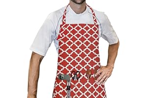 LessMo Cooking Apron, Kitchen Apron with 3 Pockets, BBQ Apron with Adjustable Neck Strap for Home, Restaurant, Craft, Garden, Coffee House, Apron for Men Women, 100% Cotton