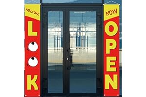 FARMNALL Red Now Open Decorations Outdoor Now Open Welcome Porch Sign Banner New Store Restaurant Grocery Cafes Shop Advertising Business Start Sign