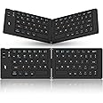 ANT WK150 Ergonomic Foldable Wireless Bluetooth Keyboard Split Travel Keyboard Wireless Rechargeable Portable Wireless Keyboard Compatible with iOS Android Windows Smartphone Tablet or Laptop-Black