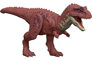 ​Mattel Jurassic World Rebirth Wild Roar Dinosaur Toy, Aucasaurus with Tail Controlled Chomp, Posable Multi Direction Attack & Sound, Digital Play, JGB88