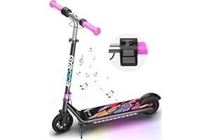 Gyroor H30 MAX Electric Scooter for Kids Ages 6-12, E Scooter with 150W Motor, 3 Adjustable Heights, Dual Safety System and App Control Music E-scooter Gifts for Boys, Girls and Teens