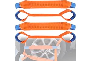BANTI Spanngurte Autotransport Quergurt für Spanngurt Zurrschlaufen 50mm Kurz Radsicherungsgurte Radsicherung Trailer Reifengurt Zurrgurte Auto Transport Gurt Orange 4 Stück