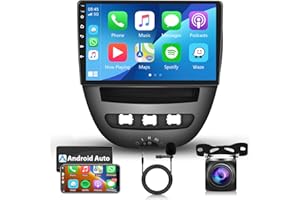 RIMOODY Android Car Stereo for Citroen C1/Peugeot 107/Toyota Aygo 2004-2014 with Wireless Carplay, 10.1 Inch Touch Screen Car Radio with GPS Bluetooth FM RDS HiFi WiFi Mirror Link Android Auto Backup Camera