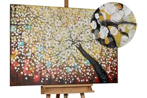 KunstLoft Obraz na ścianę | 100% RĘCZNIE MALOWANY | 120x80cm | Obraz na płótnie 'Magic in the treetops' | Las i drzewa | Kolorowy | Sztuka współczesna