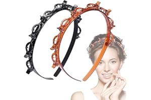 Double Bangs Hairstyle Hairpin, Taozoey 2 Pcs Twist Plait Hairpin Headband Hair Tools, Cerchietto Doppio Strato Fascia Intrecciata, Multistrato Forcina Intrecciata Frangia Doppia