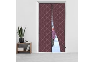 ORUMRUD Magnetic Thermal Insulated Door Curtain，130x185cm，Durable Oxford Cloth &Thicken Cotton Fiber Fill for Garage Attic Doorways Hallway,Temporary Magnetic Screen Door,Windproof, Soundproof，Brown