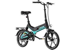 HITWAY Bicicleta Eléctrica BK2 de 250W - Muelle de Aleación 16" Plegable, 25 km/h, Batería 7,8Ah,35-70km ebike, Ideal para Adultos y Adolescentes, con Pantalla Inteligente y Frenos de Disco