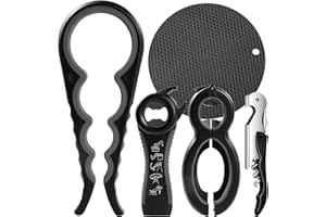 CHIVENIDO Flaschenöffner für Senioren - 5 Packungen Deckelöffner für Schraubgläser, 6-in-1 5-in-1 4-in-1 Glasöffner Schraubdeckelöffner für schwache Hände, Glasöffner-Polster + Korkenzieheröffner