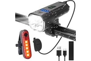 OWill 4400 mah Bike Lights Front and Back Rechargeable 3600 Lumen Ultra Bright Front Bike Lights with 8 Lighting Modes, Loudspeaker, Control Wire Snap Fit Mount Bicycle Lights for Cycling Mobile Power