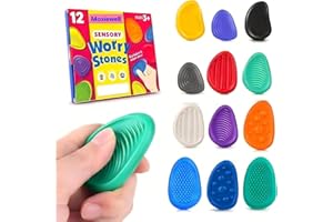 MOXIEWELL 12 Pièces Fidget Toys Pierre Sensorielle, Fidget Toys Sensory Stone en Silicone, Jouets Apaisants pour Enfants Pierres préoccupation Colorées et Texturées pour Enfants Adultes, Jouets Anti-Stress (A)
