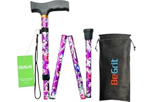 BeGrit Walking Sticks for Women Folding Walking Sticks Adjustable Walking Stick Collapsible Lightweight Flexible Stick Comfortable Grip Durable Mobility Aid for Ladies Men