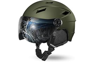 Odoland Casque de Ski avec Visière Détachable, Masque À Neige avec Lunettes de Ski Anti-buée Anti-UV léger Adultes Hommes Femmes Jeunes pour Snowboard, Skating, Surf des neiges