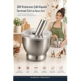 Sarımsak Ezici ve Havan Seti - Kapaklı 1.6 Kg Profesyonel Kaymaz Tabanlı Baharat, Zencefil ve İla&ccedil; &Ouml;ğ&uuml;t&uuml;c&uuml; Havan 304 Paslanma