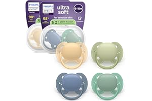 Philips Avent sucettes ultra-douces - Tétine orthodontiques, pour bébés de 6 à 18 mois, collerette souple, en silicone d'origine végétale, sans BPA, avec 2 étuis de stérilisation, lot de 4, SCF091/53