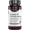 Vitamin D3 4000IU + K2 MK7 200mcg – High Strength D3K2 Supplement for Immune Support and Maximum Absorption – 100 Day Supply Vegan Capsules Include D3 + K2 Benefits