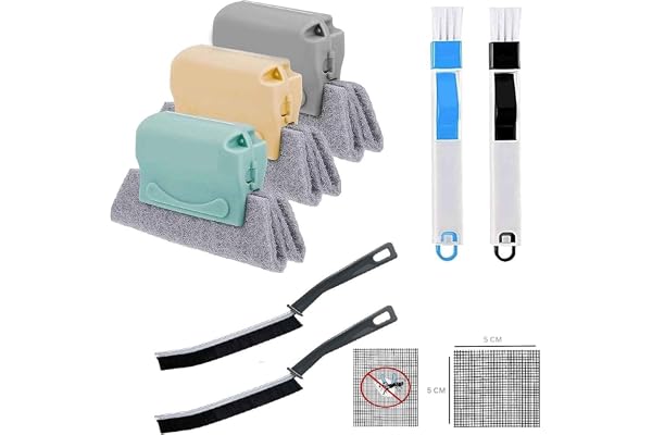 FASTMART 8 PCS Sliding Window Groove Cleaning Brush, Gap Dust Cleaning Brush, Mosquito Net Repair Tape (Window Care Kit)