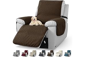 CHELZEN Latest Water Repellent Recliner Slipcovers Non-Slip Recliner Chair Covers with Pockets Furniture Protector for Recliner Chair with Elastic Straps (Coffee, Recliner)