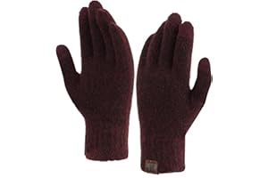 ZASFOU Damskie zimowe rękawiczki do ekranów dotykowych na zimną pogodę, ciepła przędza z recyklingu, elastyczna mankiet, rękawiczki z podszewką polarową