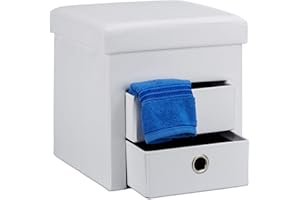 ‎RELAXDAYS Relaxdays faltbarer Sitzhocker mit Stauraum und 2 entnehmbaren Fächern HBT ca. 38 x 38 x 38 cm Sitzwürfel aus Kunstleder zum Falten mit Aufbewahrung Ottomane mit entnehmbaren Körben Sitzhocker, weiß