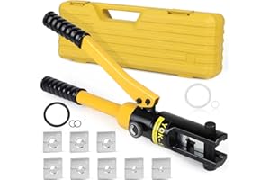 SWAWIS 12T Crimpadora Terminales Electricos Hidráulica con 8 Matrices de Acero Hexagonal 10–120mm² Crimpadora 8AWG-4/0AWG para Terminales Cables de Cobre Aluminio