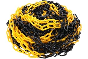 szkoo Catena di chiusura a catena, 61 m, nero-giallo, catena di intercettazione in plastica per sicurezza di allarme, controllo umano, traffico, linea di coda