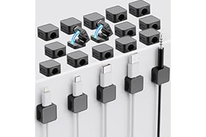 LAKERONELOVE 20 Pack Clips Câble, Organisateur Câble Magnetique, Organisateur de Câble avec Auto-adhésifs, Magnetic Cable Clips, Support Cable pour Maison, Bureau Cable Management
