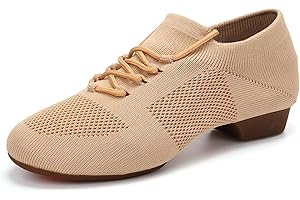 YKXLM Zapatos de Baile Latino Mujer Cerrados Bachata y Salsa Lace Up Zapatillas de Entrenamiento de Danza Tacon Bajo 2.5 CM