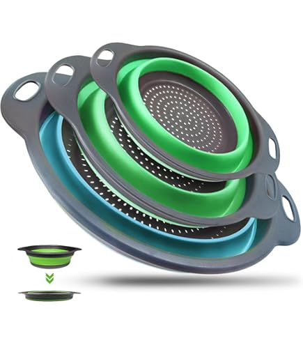 Accessoire Cuisine Rangement Passoires De Cuisine Pliables Silicone - Lot De 2 (Grande Et Petite) - Rouge - Pour Pâtes, Légumes Passoire Cuisine Pliable