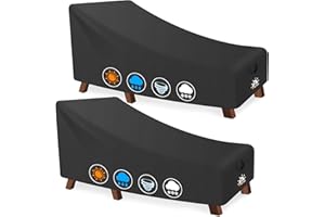 Zettum 213 x 81 x 81 cm Abdeckung für Sonnenliege 2er-Pack, 600D Oxford PU Beschichtung Gartenliege Abdeckung, Wasserdicht und UV-beständige Abdeckhauben für liegen, Liegestuhl abdeckplane