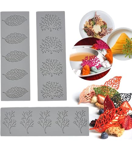 Lot De 5 Moules Silicone Dentelle Pour Gâteau - Motifs Fleurs Et Feuilles - Pour Fondant, Chocolat, Gelée