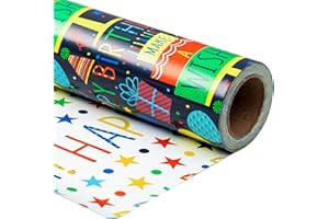 Holijolly Wrapping Paper Roll-Mini Roll-43.2cm x 10M-Birthday Design (4.32 mètres carrés)