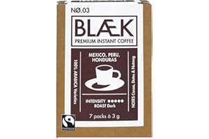 ‎BLÆK BLÆK Specialty Bio Instant Kaffee Nø.3 | Blaek Espresso Organic Dark Blend: Coffee To Go Box löslich 7 Sachet Sticks | Arabica Hochland Kaffeebohne ökologisch Kakao & Muskatnuss | Camping Reise