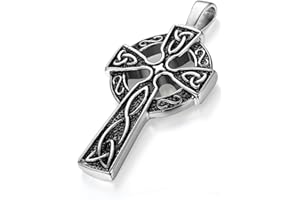 Cupimatch retro da uomo, in acciaio inox con ciondolo a forma di croce celtica nodo collana con catena da 55cm