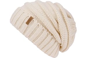 FURTALK Bonnet tricoté Femme Bonnet Ample Style de Rue Gros Tricot Chapeaux d'hiver Classique Doux Bonnet Hiver