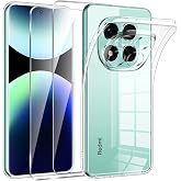 Phoona Case for Xiaomi Redmi Note 14 Pro 5G/Poco X7 5G Case with 2 Pieces Tempered Glass, Transparent TPU Silicone Protection