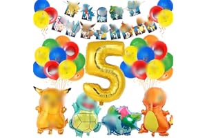 QISHENG Decorazione Compleanno, Decorazione per Feste di Compleanno, Cartone animato Palloncini Set,per feste di compleanno, eventi scolastici, decorazioni per eventi a tema (5 Anni)