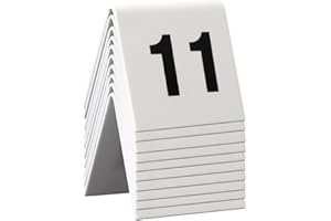 SECURIT - Set de 10 Números de Mesa del 11 al 20 - Apilable - Café, Bar, Restaurante, Hotel - Acrílico - 5,2 x 5,2 x 4,5 cm - Color Blanco